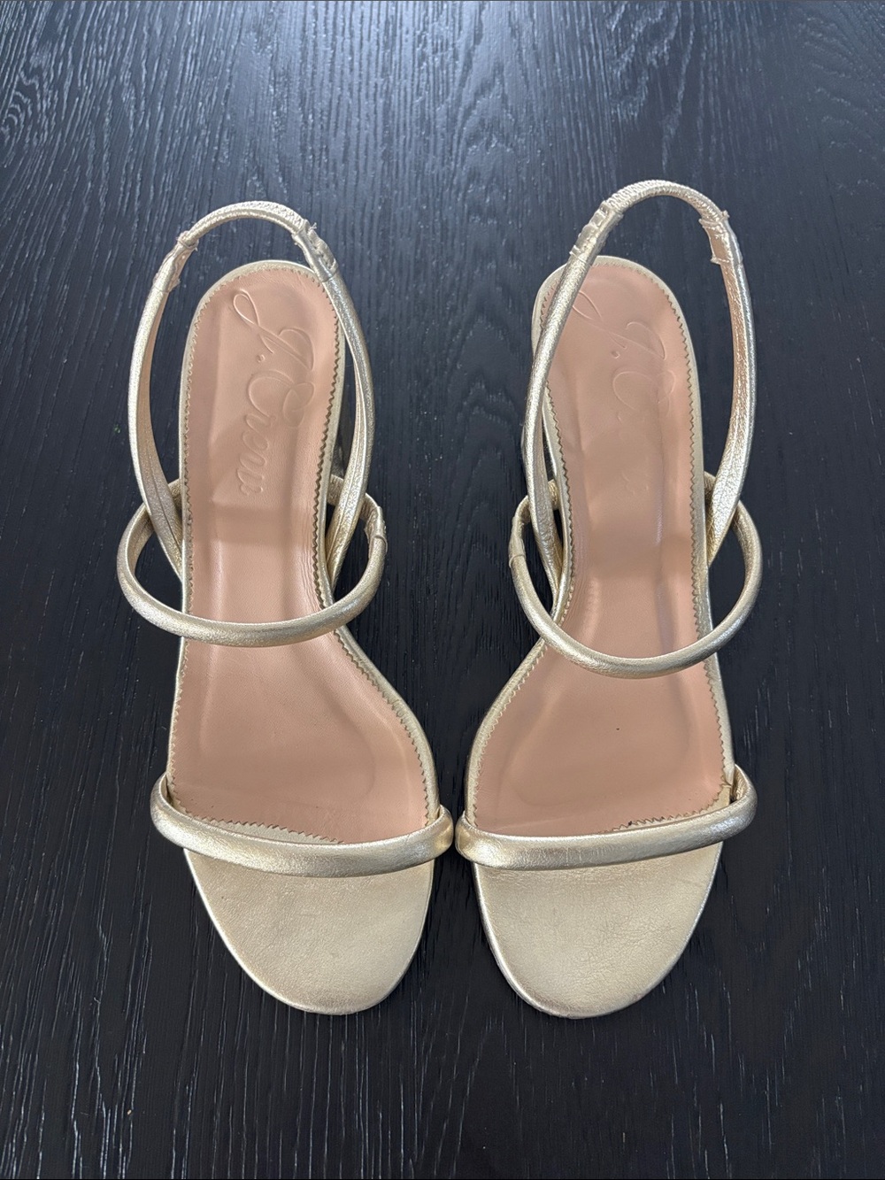 J. Crew Lucie slingback block-heel sandals in metallic leather